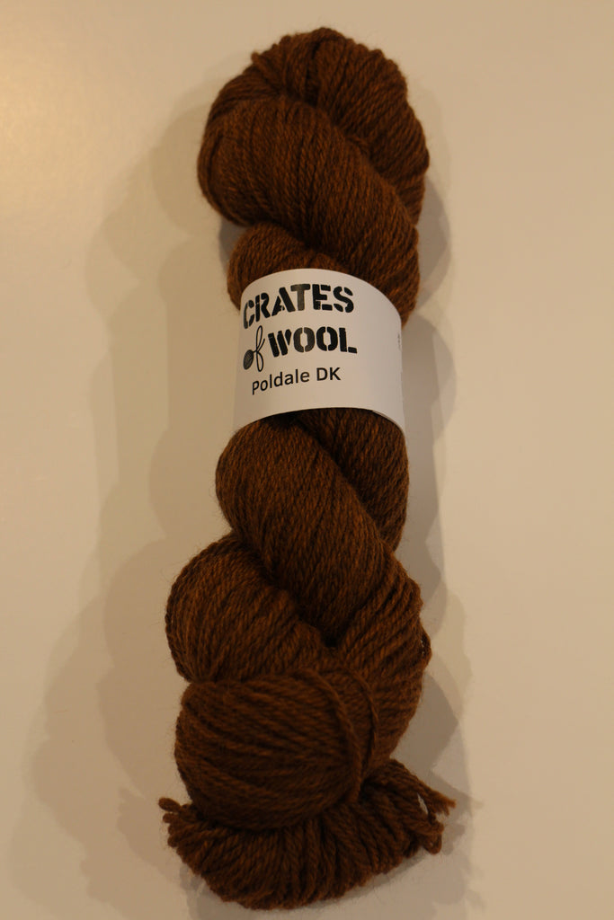 a skein of poledale dk in chestnut brown
