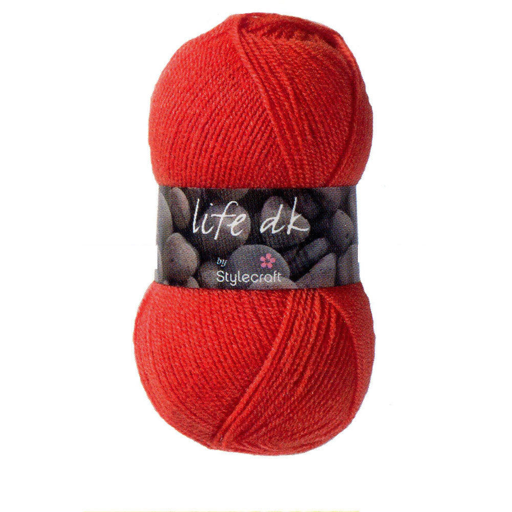 Ball of Stylecraft Life DK yarn in deep red