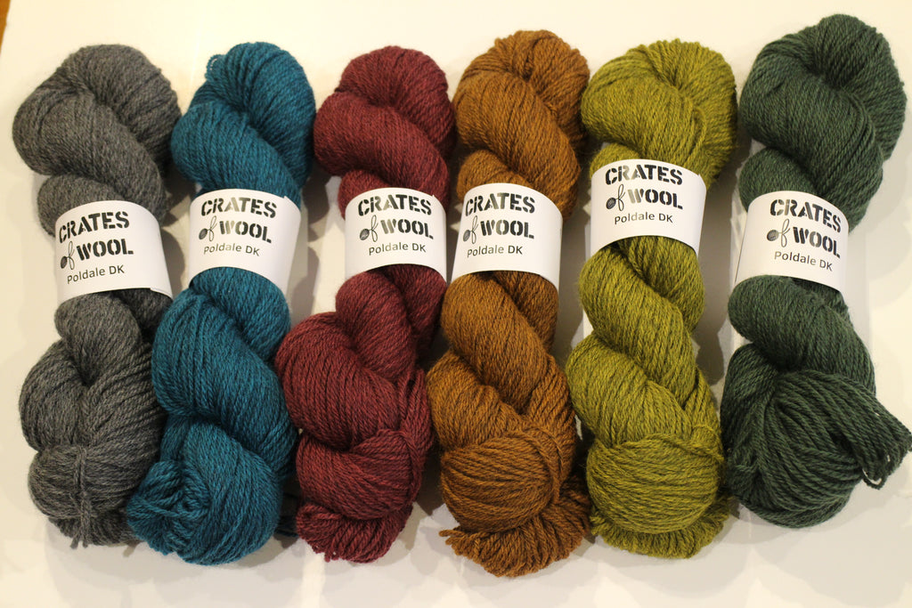 6 skeins of Poledale DK in the full range of colours